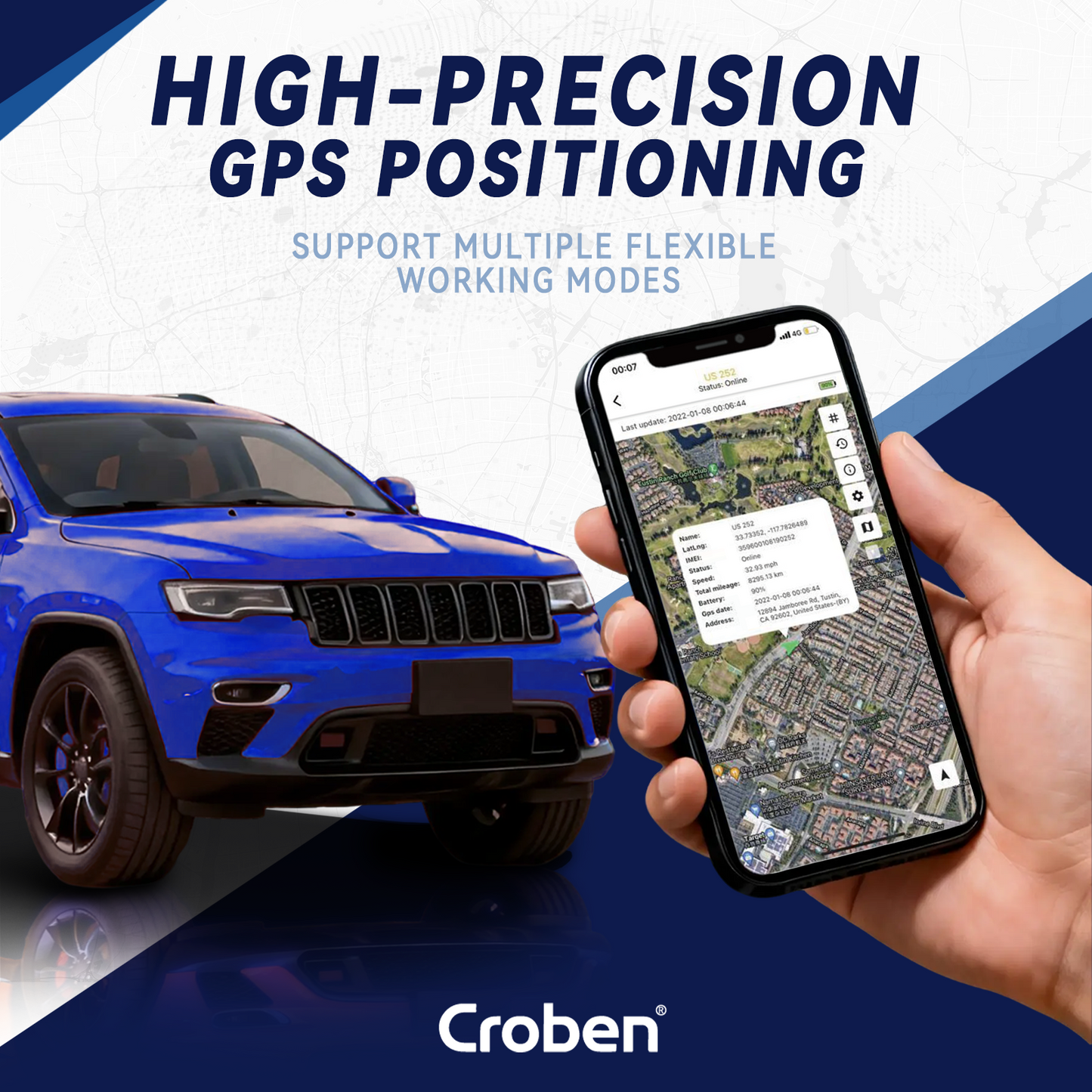 GPS Tracker for Vehicles No Subscription No Monthly Fee,Real-Time Location Car Small Tracker with 4G SIM & Data Included,Long Battery Life,GeoFence,Trip History,Driving Alerts(3 Years)