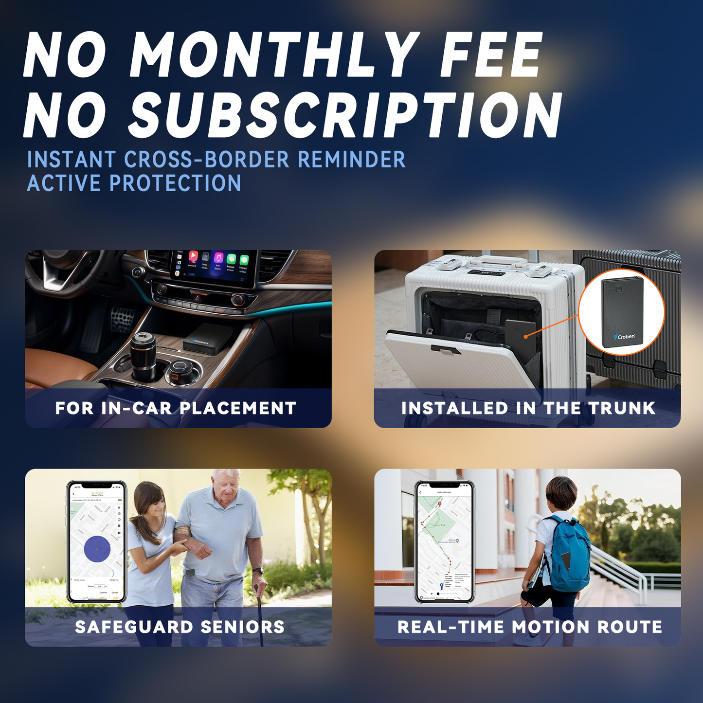 GPS Tracker for Vehicles No Subscription No Monthly Fee,Real-Time Location Car Small Tracker with 4G SIM & Data Included,Long Battery Life,GeoFence,Trip History,Driving Alerts(3 Years)