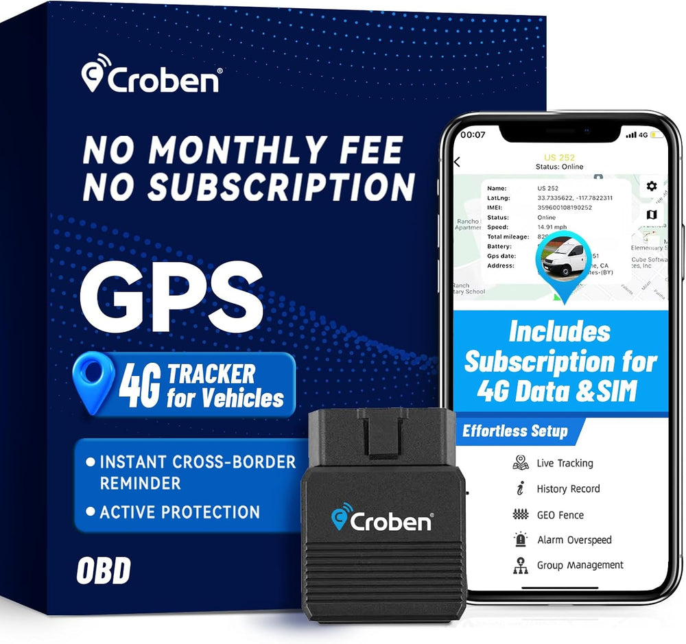 OBD Tracker for Vehicles,No Monthly Fee No Subscription,4G SIM & Data Included,Real-Time Tracking