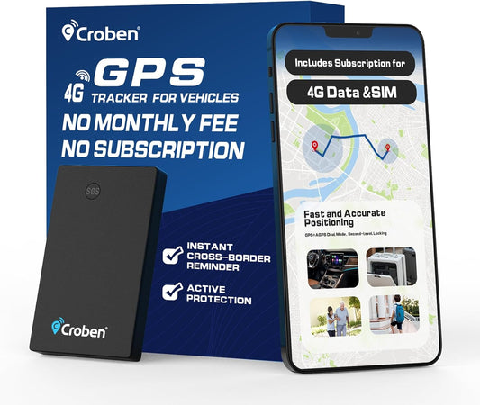 GPS Tracker for Vehicles No Subscription No Monthly Fee,Real-Time Location Car Small Tracker with 4G SIM & Data Included,Long Battery Life,GeoFence,Trip History,Driving Alerts(3 Years)
